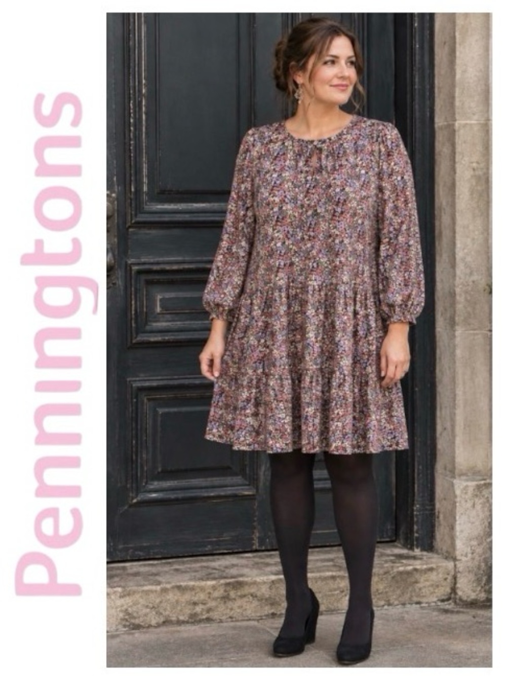 26W PENN Floral Flowy Dress with Shirred Cuff Sleeve from “In Every Story”